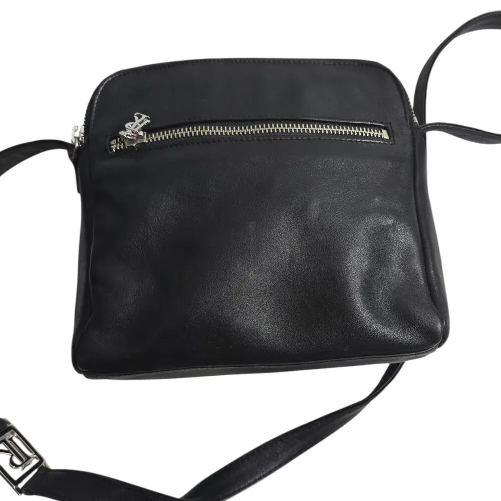 Ralph Lauren Leather Camera Bag Black Crossbody Shoulder Logo Vintage Classic